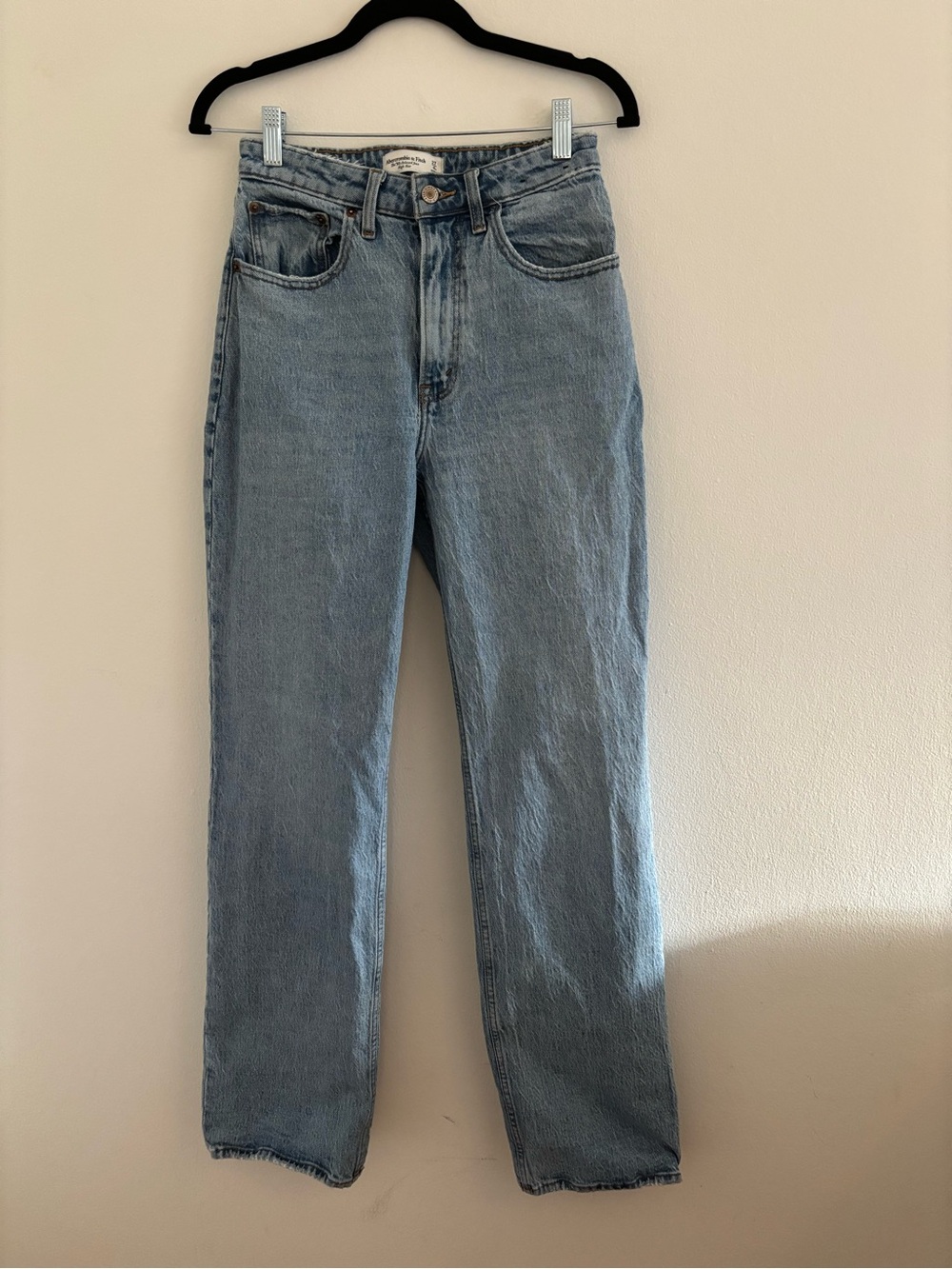 Abercrombie & Fitch High-Rise Light Blue Straight Jeans